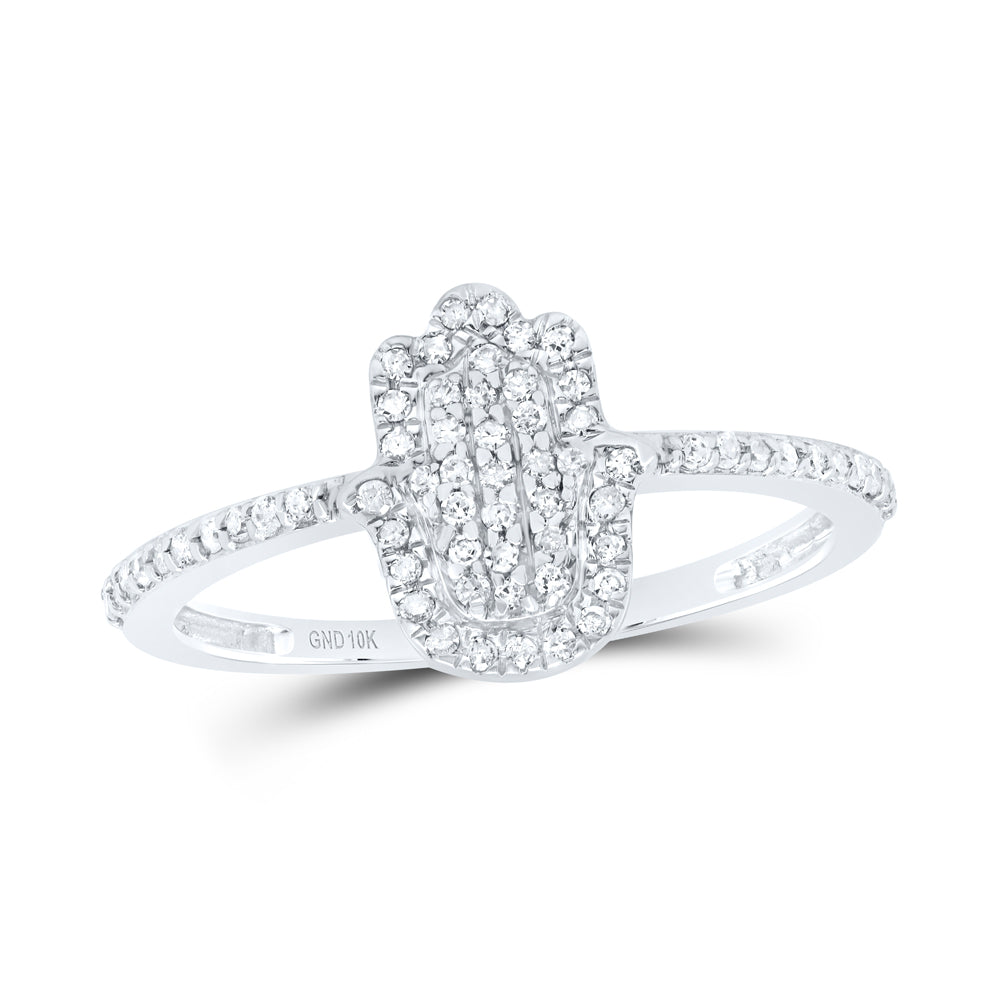 10kt White Gold 1/5 Cttw Diamond Hamza Wedding Engagement Anniversary Ring, Women Size: 5-9