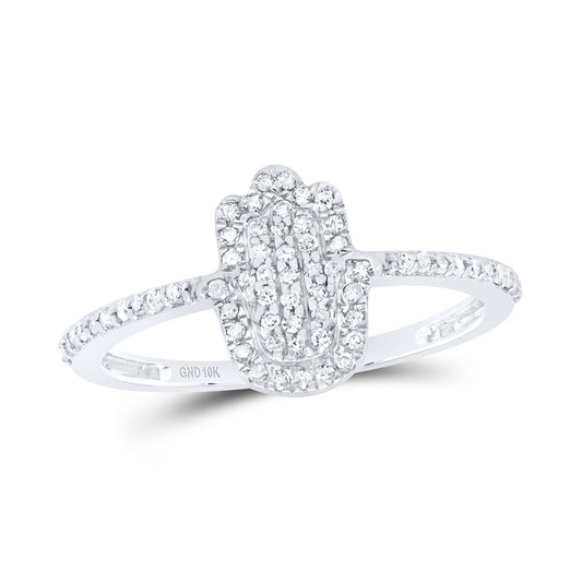 10kt White Gold 1/5 Cttw Diamond Hamza Wedding Engagement Anniversary Ring, Women Size: 5-9