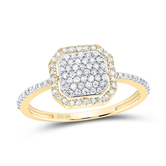 10kt Yellow Gold 1/3 Cttw Diamond Octagon Wedding Engagement Anniversary Ring, Women Size: 5-9