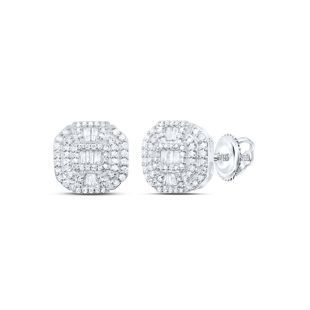 10kt White Gold 1/2 Cttw Diamond Octagon Stud Earring