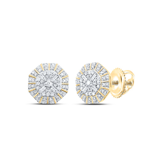 10kt Yellow Gold 3/8 Cttw Diamond Hexagon Stud Earring