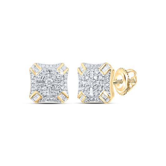 10kt Yellow Gold 1/2 Cttw Diamond Square Stud Earring