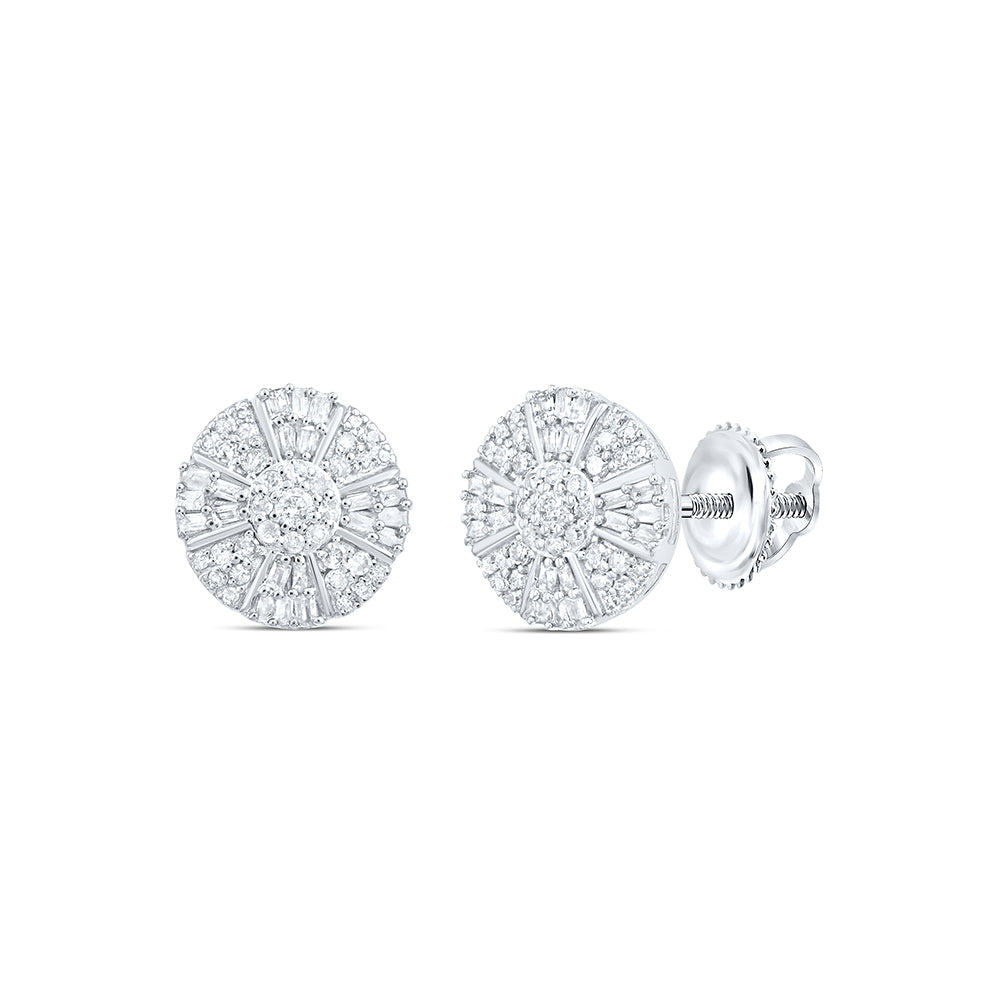10kt White Gold 1/2 Cttw Diamond Round Stud Earring