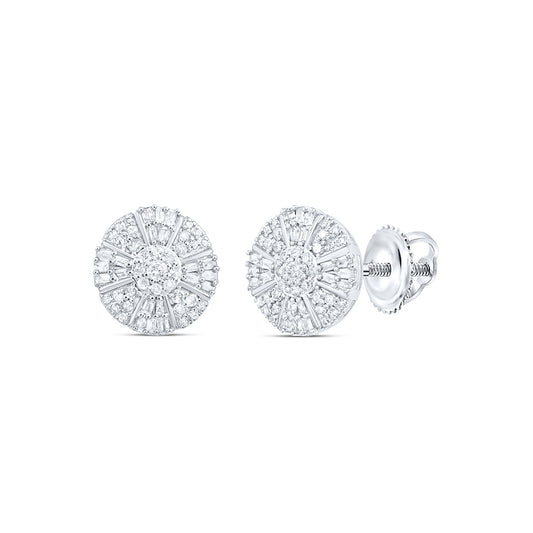 10kt White Gold 1/2 Cttw Diamond Round Stud Earring