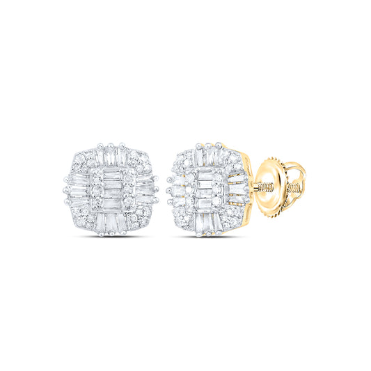 10kt Yellow Gold 3/4 Cttw Diamond Cushion Stud Earring