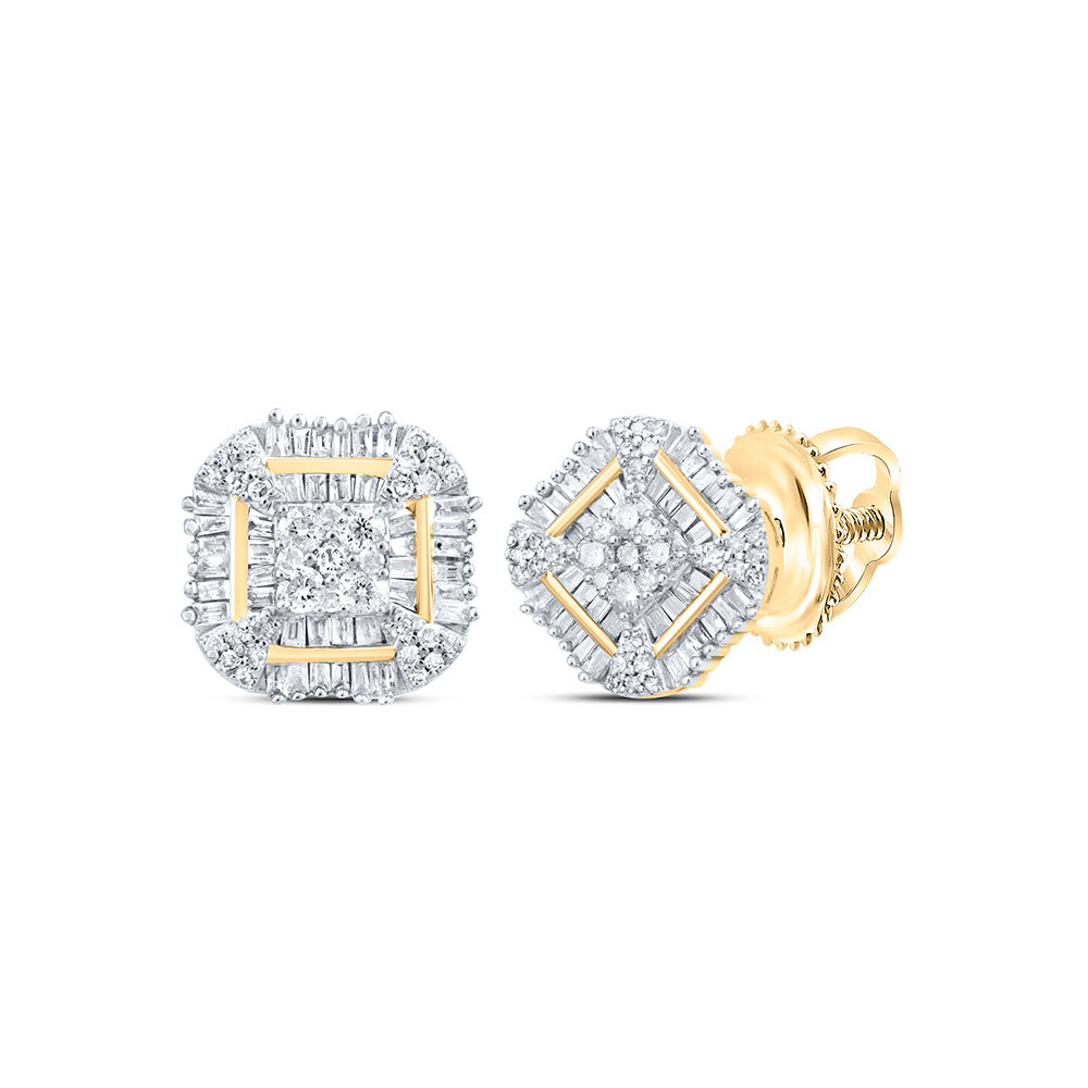 10kt Yellow Gold 3/4 Cttw Diamond Square Stud Earring