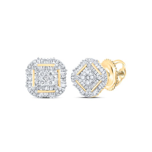 10kt Yellow Gold 3/4 Cttw Diamond Square Stud Earring