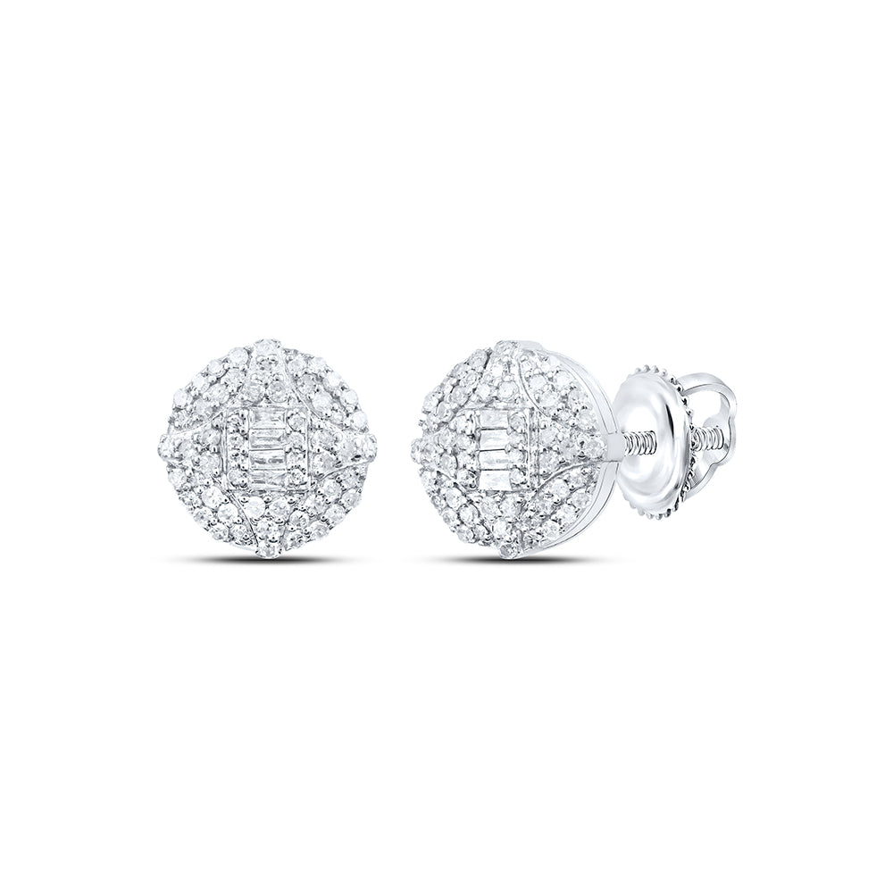 10kt White Gold 1/2 Cttw Diamond Round Stud Earring