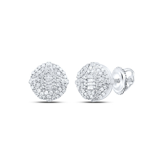 10kt White Gold 1/2 Cttw Diamond Round Stud Earring