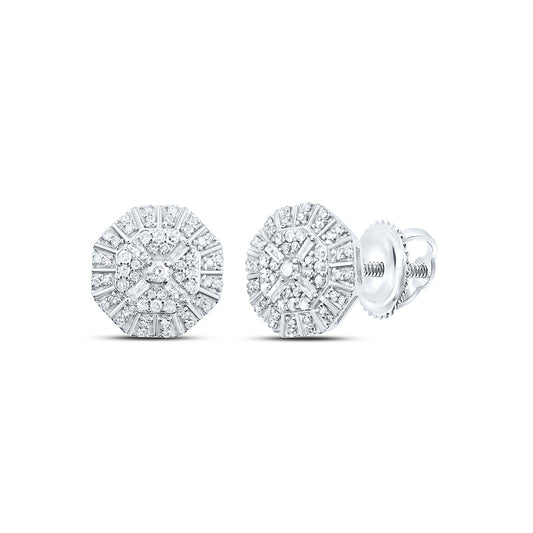 10kt White Gold 3/8 Cttw Diamond Hexagon Stud Earring