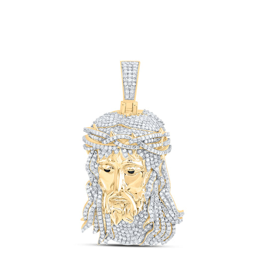 10kt Yellow Gold 2 1/3 Cttw Diamond Jesus Face Mens Charm