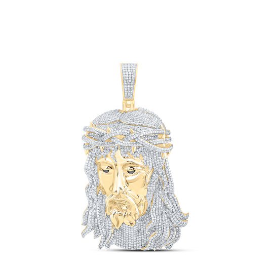 10kt Yellow Gold 7 1/4 Cttw Diamond Jesus Face Mens Charm