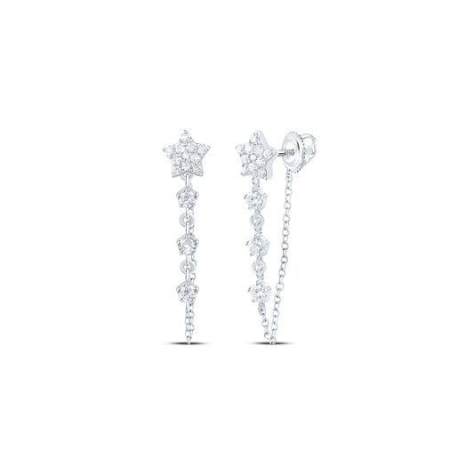 10kt White Gold 1/3 Cttw Diamond Fashion Twinkle Star Earring