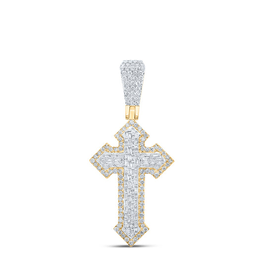 10kt Yellow Gold 2 7/8 Cttw Diamond Cross Mens Charm