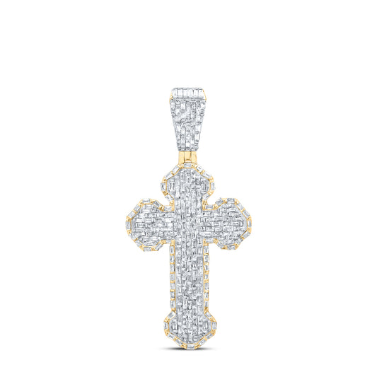 10kt Yellow Gold 2 3/8 Cttw Diamond Cross Mens Charm