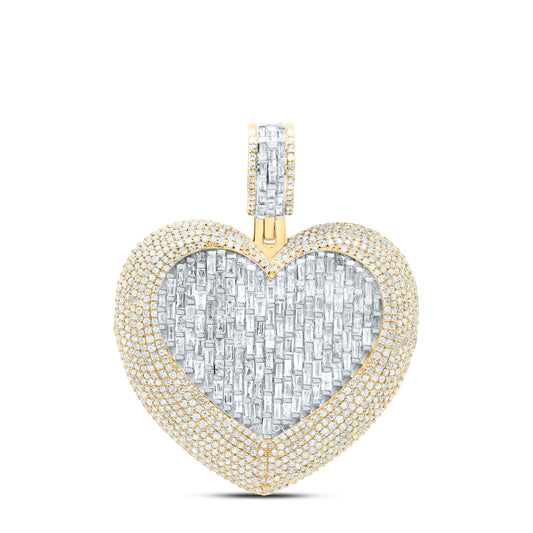 14kt Yellow Gold 4 Cttw Diamond Heart Mens Charm