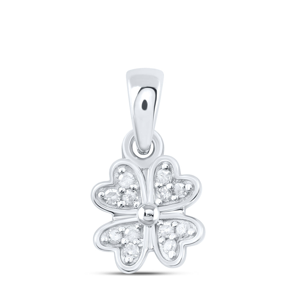 Sterling Silver 1/12 Cttw Diamond Flower Pendant