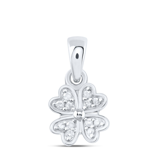 Sterling Silver 1/12 Cttw Diamond Flower Pendant