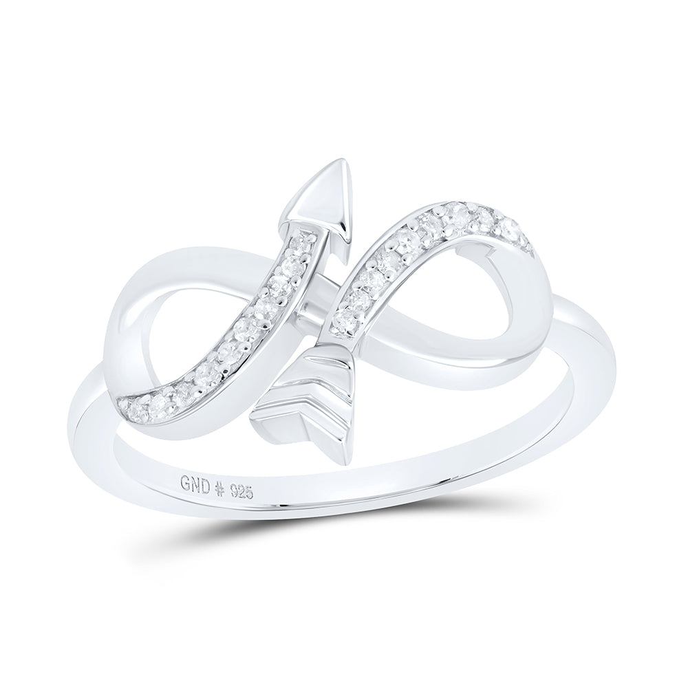 Sterling Silver 1/10 Cttw Diamond Arrow Wedding Engagement Anniversary Ring, Women Size: 5-9