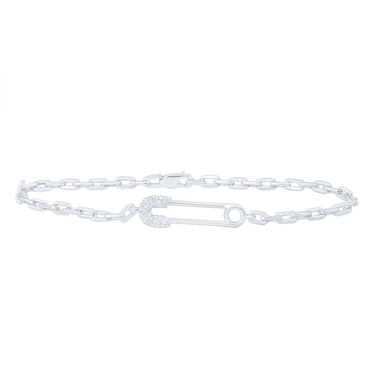 Sterling Silver 1/8 Cttw Diamond Bracelet, Length: 7 Inch