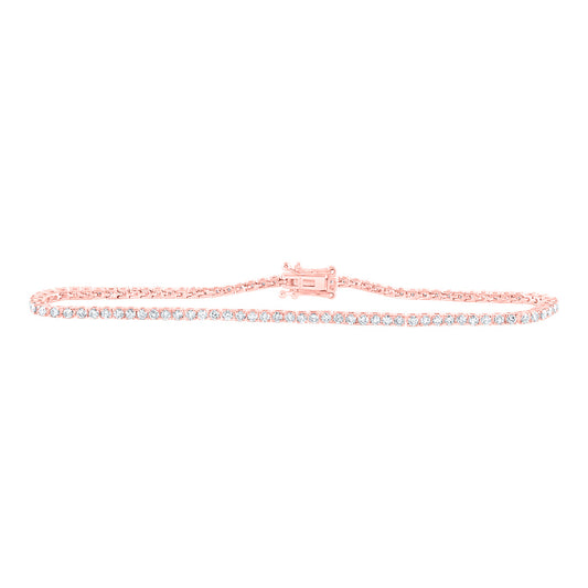 10kt Rose Gold 2 1/3 Cttw Diamond Tennis Bracelet, Length: 7 Inch