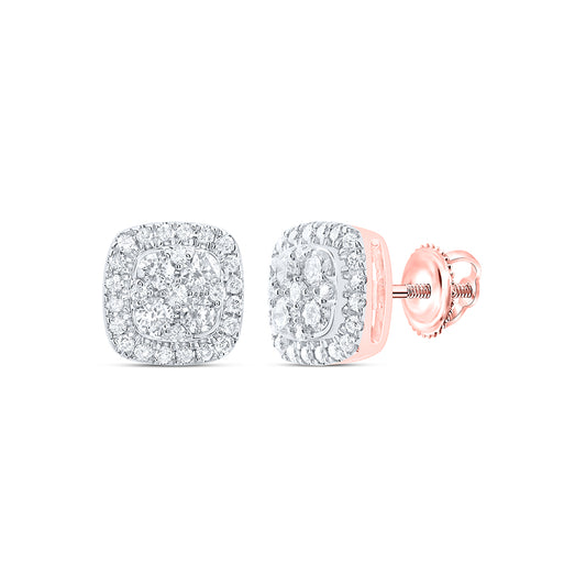 14kt Rose Gold 1/2 Cttw Diamond Fashion Cushion Stud Earring
