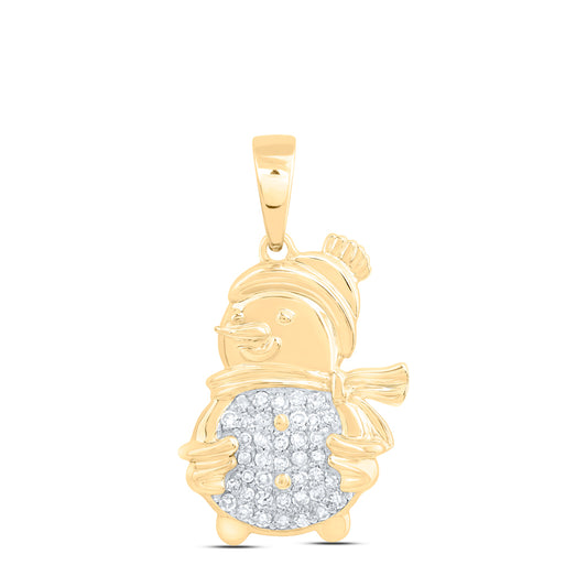 10kt Yellow Gold 1/5 Cttw Diamond Fashion Snowman Pendant