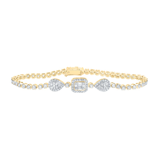 14kt Yellow Gold 2 1/4 Cttw Diamond Ana M Fashion Bracelet, Length: 7 Inch