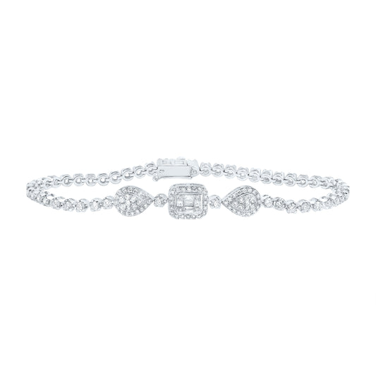 14kt White Gold 2 1/4 Cttw Diamond Ana M Fashion Bracelet, Length: 7 Inch