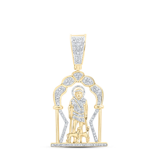 10kt Yellow Gold 3/4 Cttw Diamond Lazaro Mens Charm
