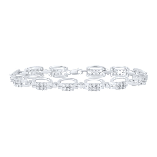 Sterling Silver 1/3 Cttw Diamond Bracelet, Length: 7 Inch