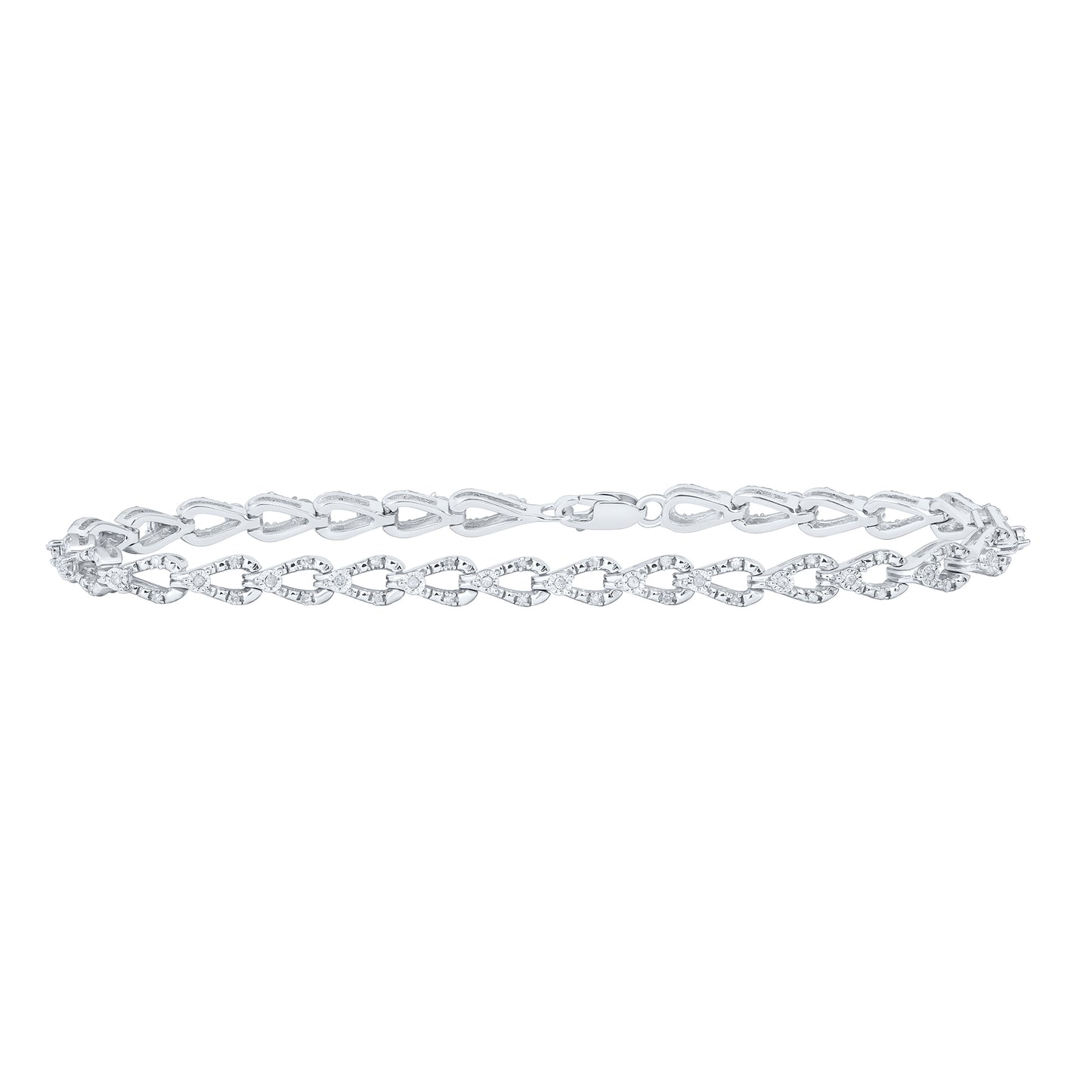 Sterling Silver 3/8 Cttw Diamond Bracelet, Length: 7 Inch