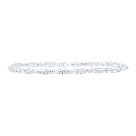Sterling Silver 1/3 Cttw Diamond Bracelet, Length: 7 Inch