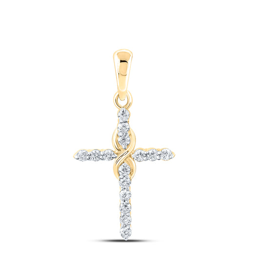 10kt Yellow Gold 1/6 Cttw Diamond Fashion Cross Pendant