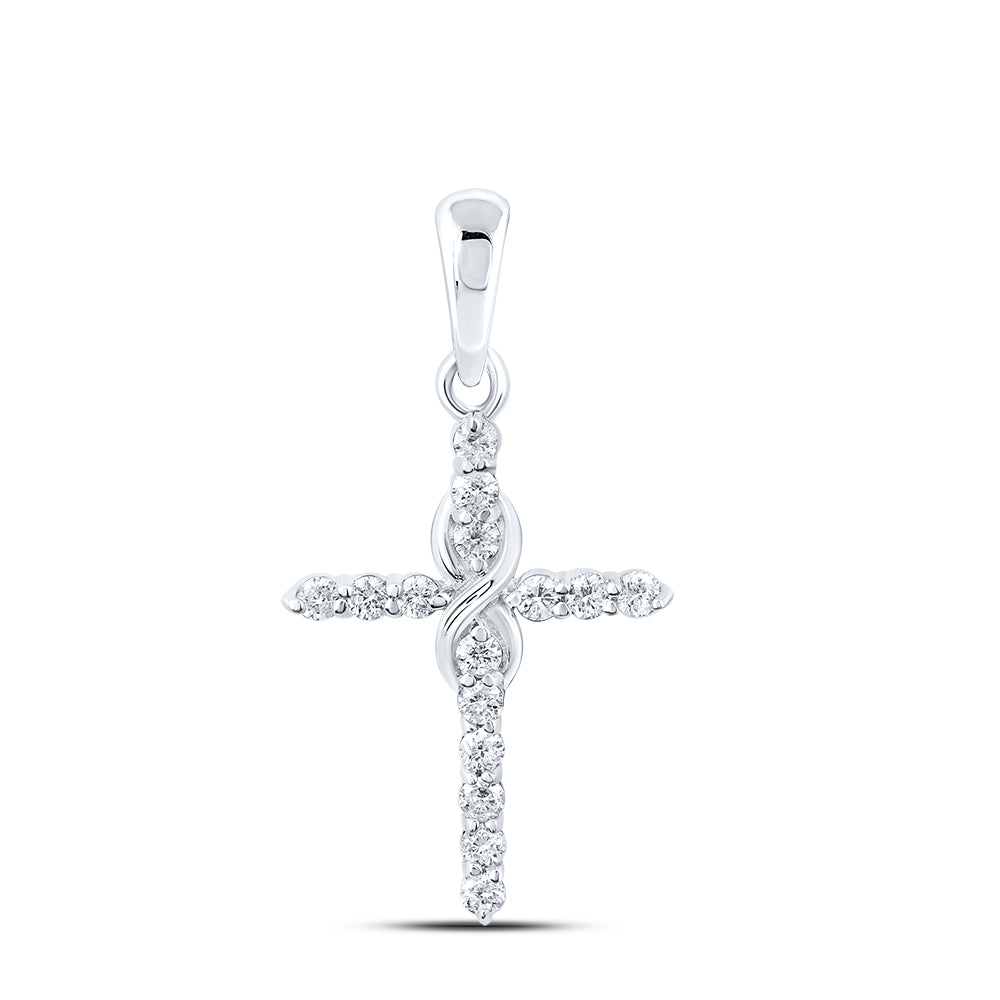 10kt White Gold 1/6 Cttw Diamond Fashion Cross Pendant