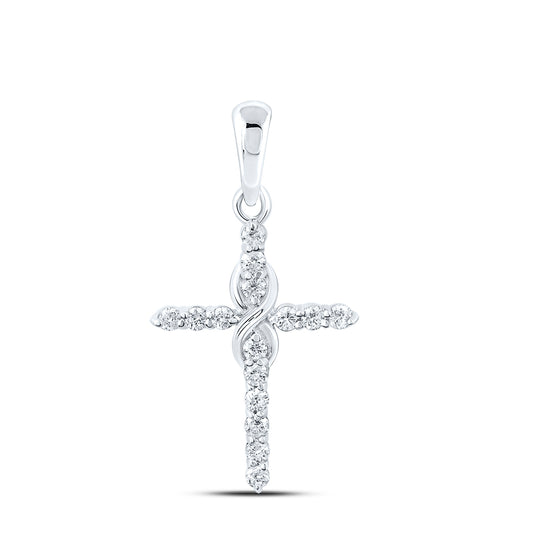 10kt White Gold 1/6 Cttw Diamond Fashion Cross Pendant