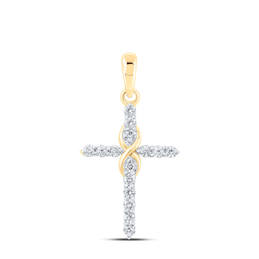 10kt Yellow Gold 1/4 Cttw Diamond Fashion Cross Pendant