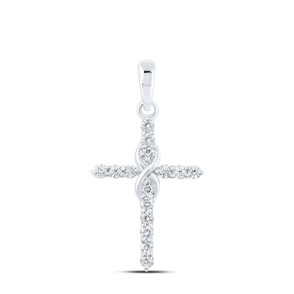 10kt White Gold 1/4 Cttw Diamond Fashion Cross Pendant