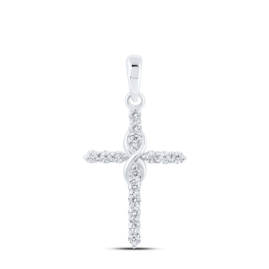 10kt White Gold 1/4 Cttw Diamond Fashion Cross Pendant