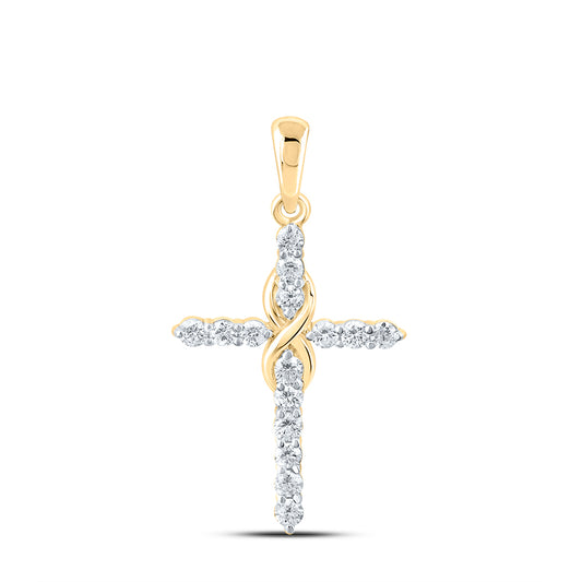 10kt Yellow Gold 1/2 Cttw Diamond Fashion Cross Pendant