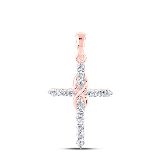 10kt Rose Gold 1/2 Cttw Diamond Fashion Cross Pendant