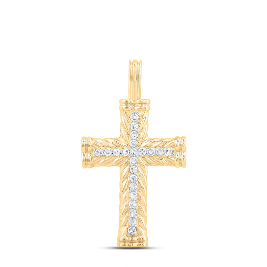 10kt Yellow Gold 1/10 Cttw Diamond Cross Pendant