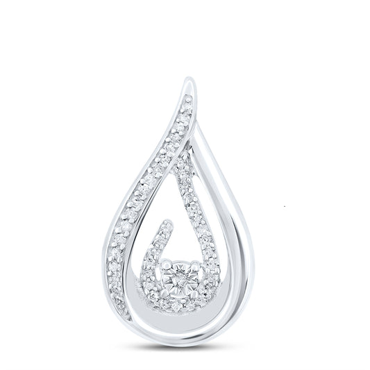Sterling Silver 1/8 Cttw Diamond Pear Pendant