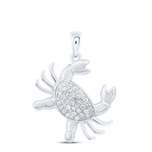 Sterling Silver 1/5 Cttw Diamond Crab Pendant