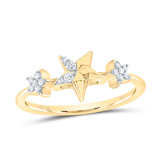 10kt Yellow Gold 1/10 Cttw Diamond Star Wedding Engagement Anniversary Ring, Women Size: 5-9