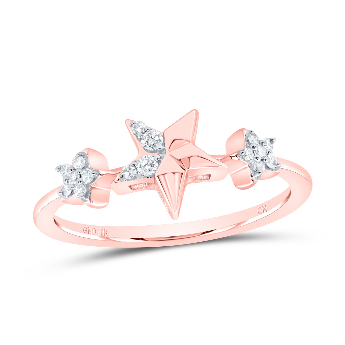 10kt Rose Gold 1/10 Cttw Diamond Star Wedding Engagement Anniversary Ring, Women Size: 5-9