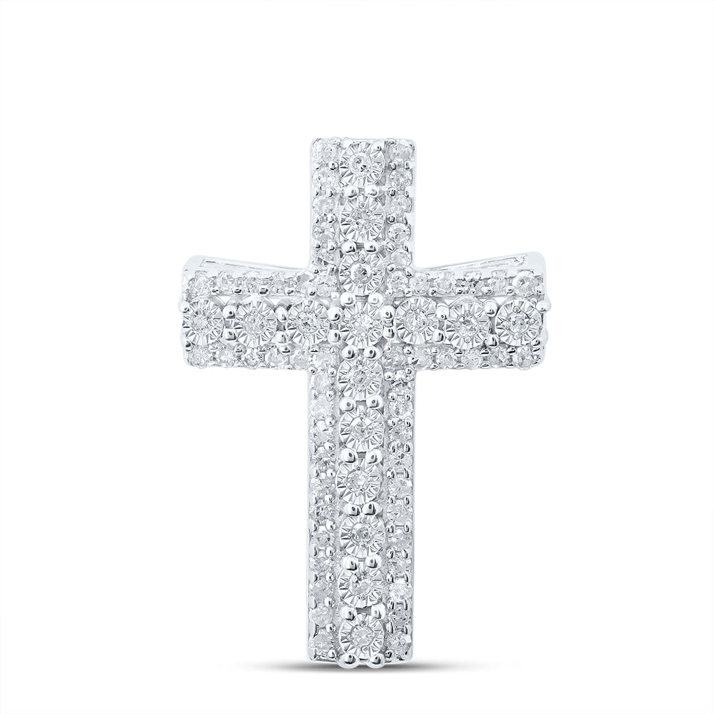 Sterling Silver 1/4 Cttw Diamond Cross Pendant
