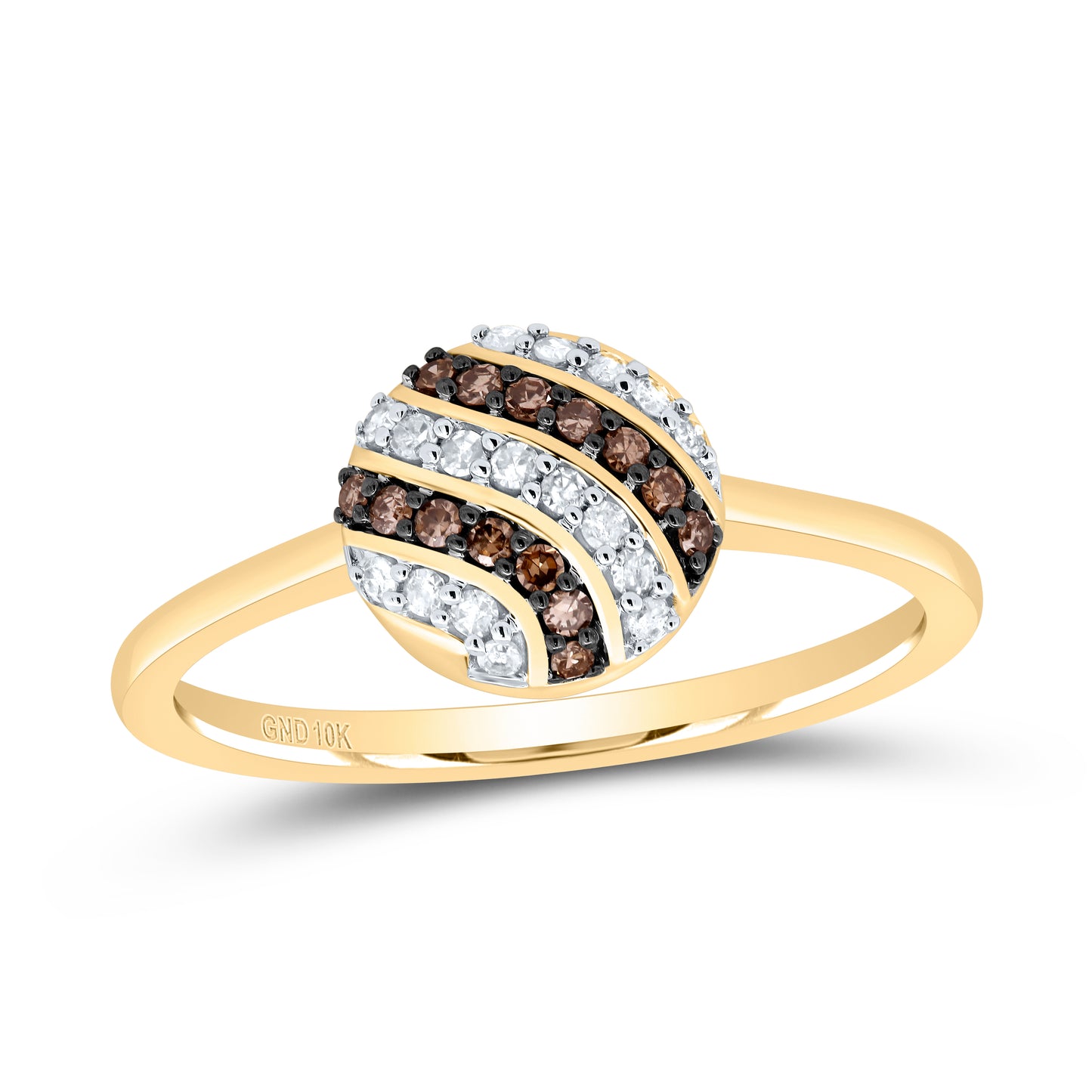 10kt Yellow Gold 1/5 Cttw Diamond Cognac Natural Wedding Engagement Anniversary Ring, Women Size: 5-9