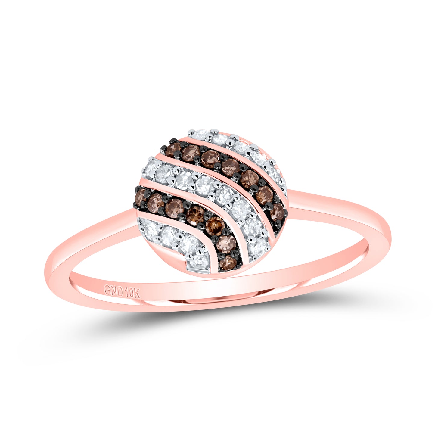 10kt Rose Gold 1/5 Cttw Diamond Cognac Natural Wedding Engagement Anniversary Ring, Women Size: 5-9