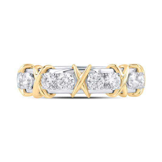 14k White Yellow 1 Cttw Diamond Ana M Fashion Bridal Wedding Engagement Anniversary Womens Band, Women Size: 5-9